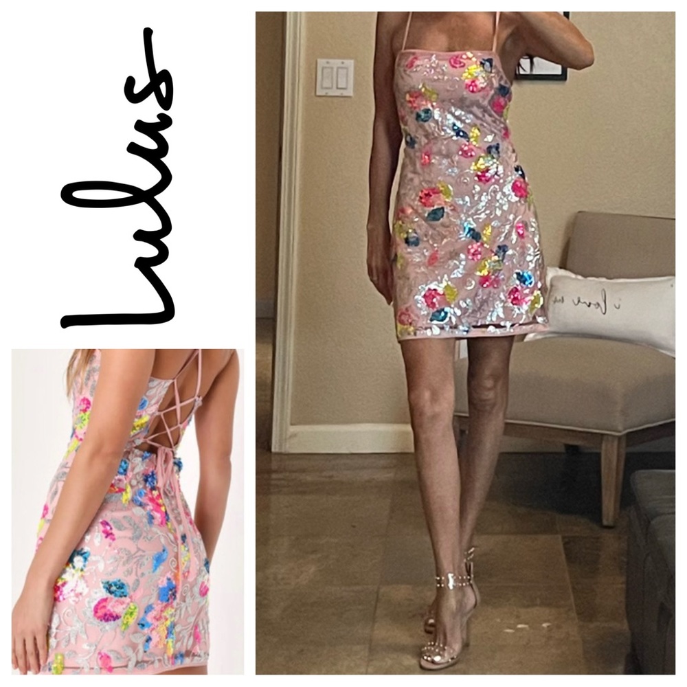 Lulu's Pink Floral Mini Dress